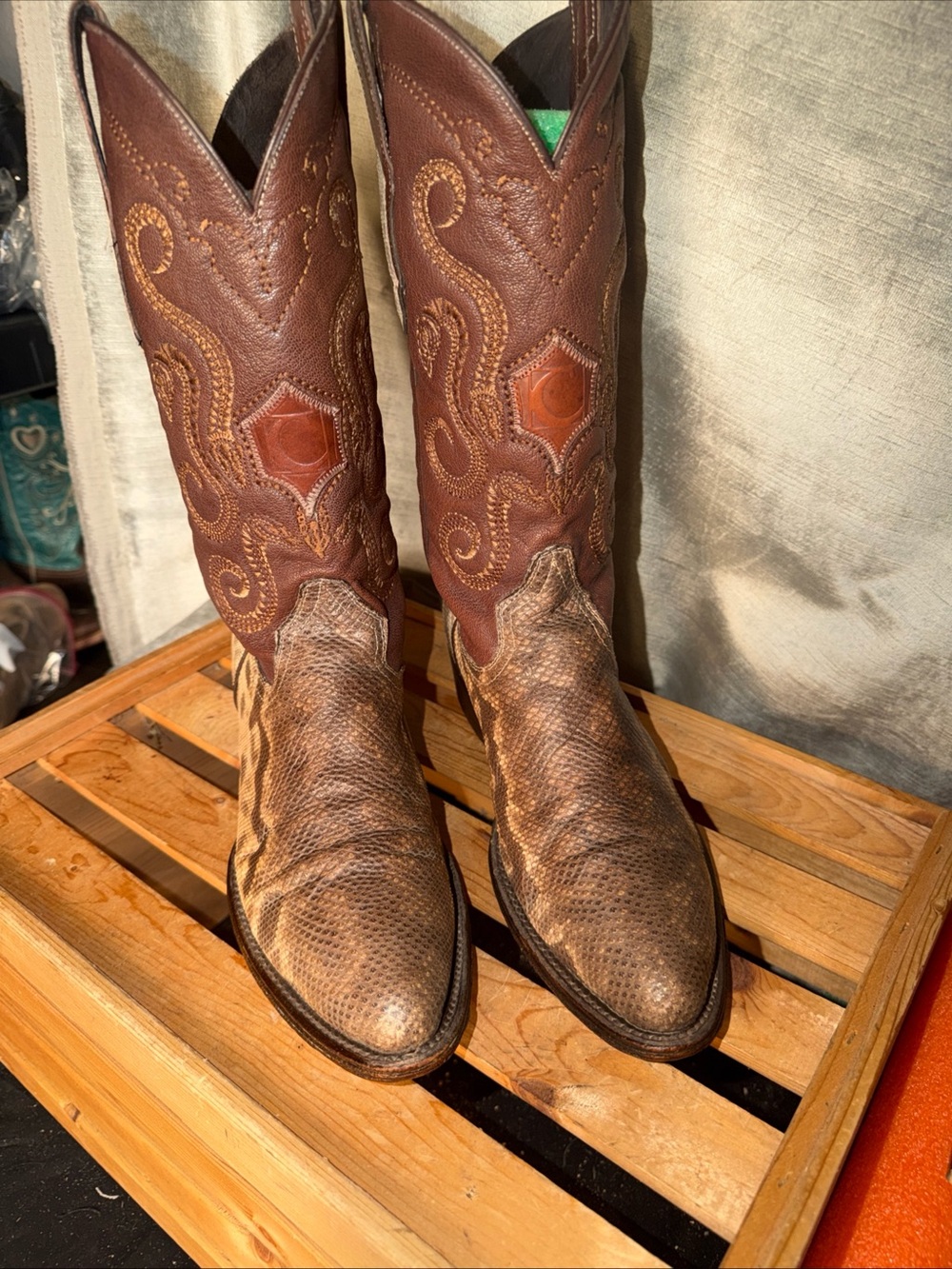 Cuadra Men’s Genuine Python Snake Skin Cowboy Western Boots Size 8.5M